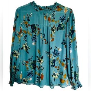 (xl) zac & rachel teal floral blouse